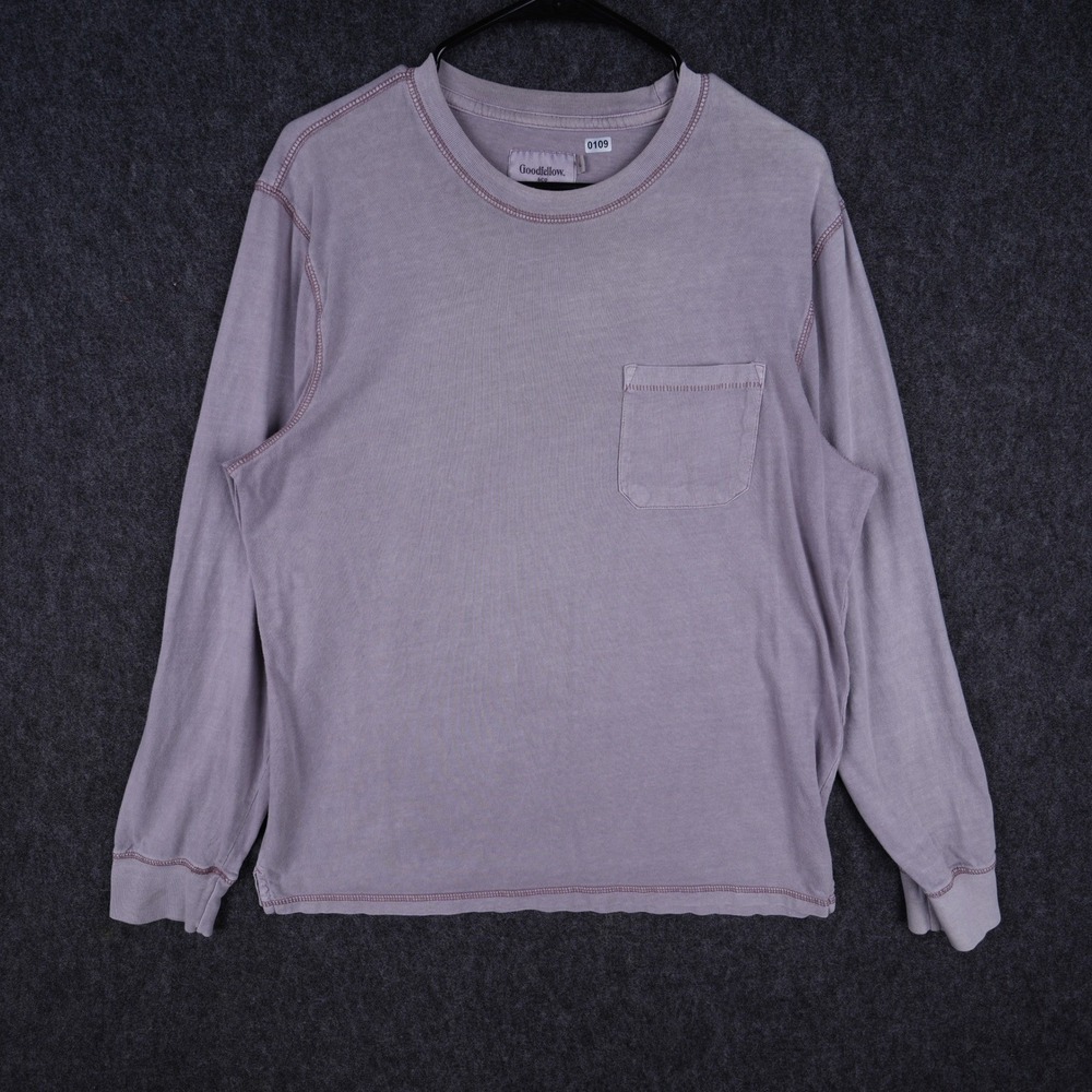 Goodfellow & Co Long Sleeve Pocket Tee Mens Large Mauve Purple Excellent Cotton